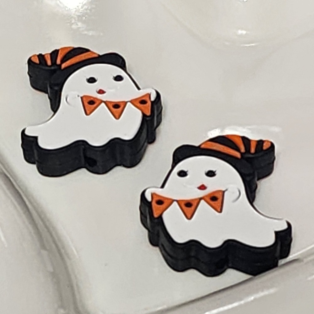 Ghost 2 Pcs Focal Bead Beaded Pen Acrylic Jewelry Charms Silicone Halloween